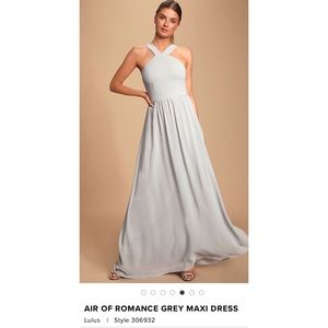 NEVER WORN! Lulus Air Of Romance Grey Maxi Dress